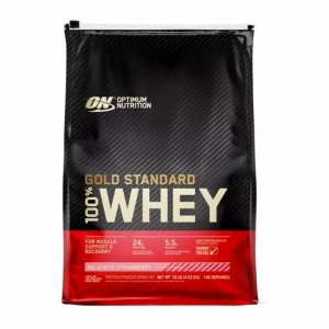 Optimum Nutrition GOLD STANDARD 100% WHEY™ Delicious Strawberry 10 lb (146 Servings) España | NDTO-73850