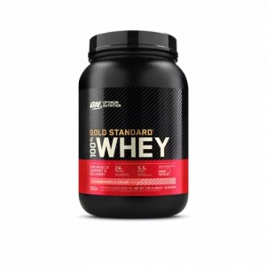 Optimum Nutrition GOLD STANDARD 100% WHEY™ Strawberries & Cream 2 lb (29 Servings) España | MCVB-39265