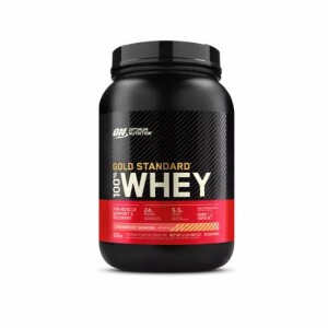 Optimum Nutrition GOLD STANDARD 100% WHEY™ Strawberry Banana 2 lb (30 Servings) España | FOUN-31294