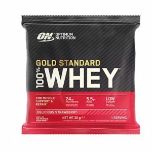 Optimum Nutrition Gold Standard 100% Whey Powder Sachets Delicious Strawberry 1 sachet (30 grams) España | VRNJ-41573