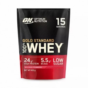 Optimum Nutrition Gold Standard 100% Whey Proteina Delicious Strawberry 450 grams (15 Servings) España | RHUQ-03146