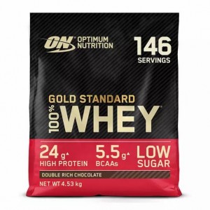 Optimum Nutrition Gold Standard 100% Whey Proteina Double Rich Chocolate 4.53 kg (146 Servings) España | RNZF-32495