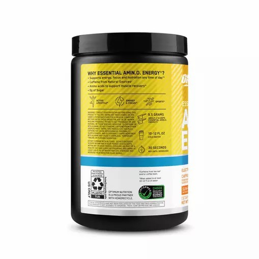 Optimum Nutrition Essential AMIN.O. ENERGY + Electrolytes *new* Sun-kissed Citrus 0.63 lb (30 Servings) España | QZOA-05324