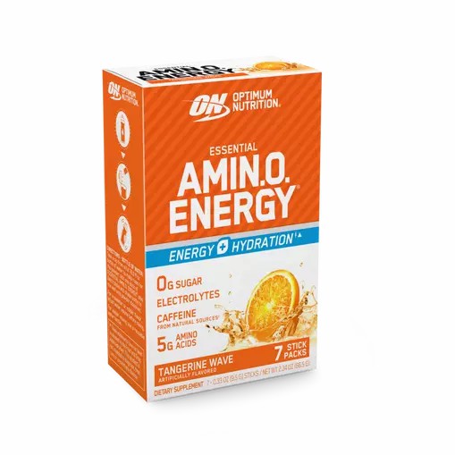 Optimum Nutrition Essential AMIN.O. ENERGY + Electrolytes Tangerine Wave 7 Stick Packs (7 Servings) España | ESRW-73964