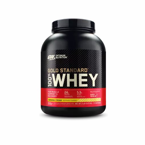 Optimum Nutrition GOLD STANDARD 100% WHEY™ Banana Cream 5 lb (73 Servings) España | PQAR-73605