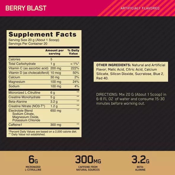 Optimum Nutrition GOLD STANDARD® Pre Advanced Berry Blast 0.88 lb (20 Servings) España | QHZU-26104