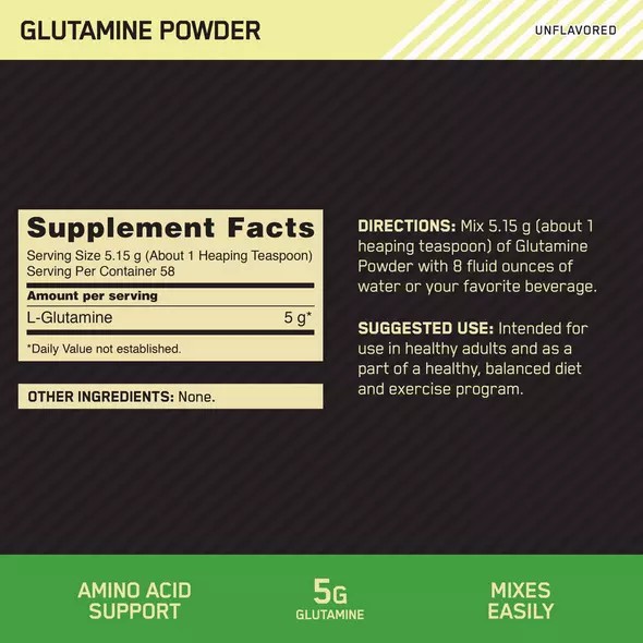 Optimum Nutrition Glutamine Powder 0.66 lb (58 Servings) España | BFQC-24358