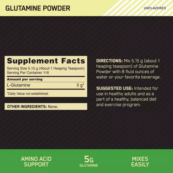 Optimum Nutrition Glutamine Powder 2.2 lb (194 Servings) España | ENLZ-91687