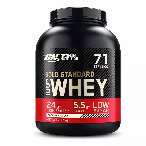 Optimum Nutrition Gold Standard 100% Whey Proteina Cookies & Cream 2.27 kg (71 Servings) España | QRHB-08271