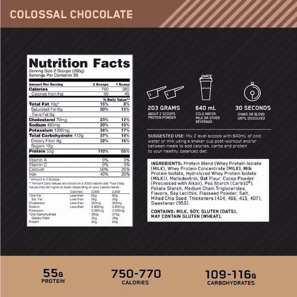 Optimum Nutrition Gold Standard Gainer Chocolate 4.67kg España | HZSU-12749