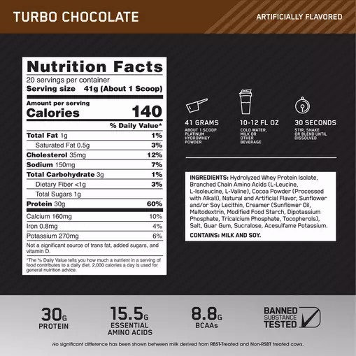 Optimum Nutrition PLATINUM HYDROWHEY™ Turbo Chocolate 1.8 lb - Notify me España | VNAW-85607