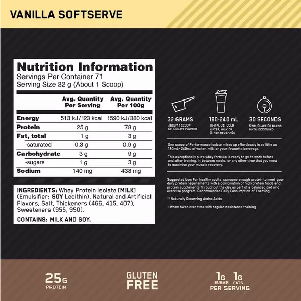 Optimum Nutrition Performance Isolate Vainilla 2.27kg España | CLGQ-39502