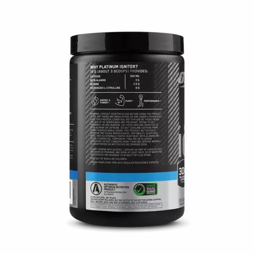 Optimum Nutrition Platinum Igniter Blue Raspberry Freeze 0.84 lb (20 Servings) España | JWCA-46891