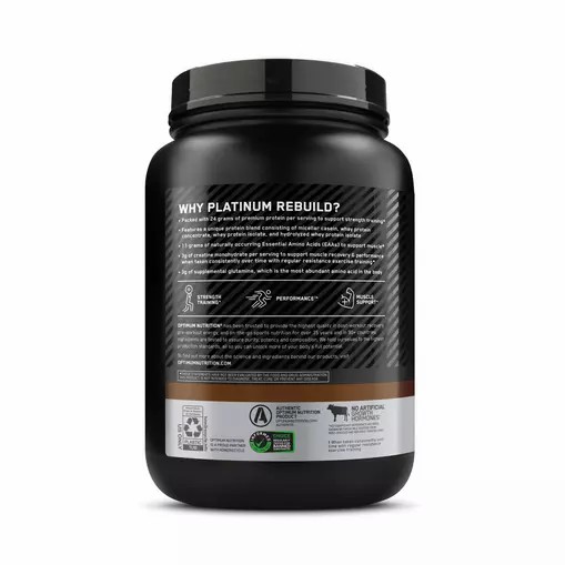 Optimum Nutrition Platinum Rebuild Dark Chocolate 1.67 lb (20 Servings) España | ZIKD-70345